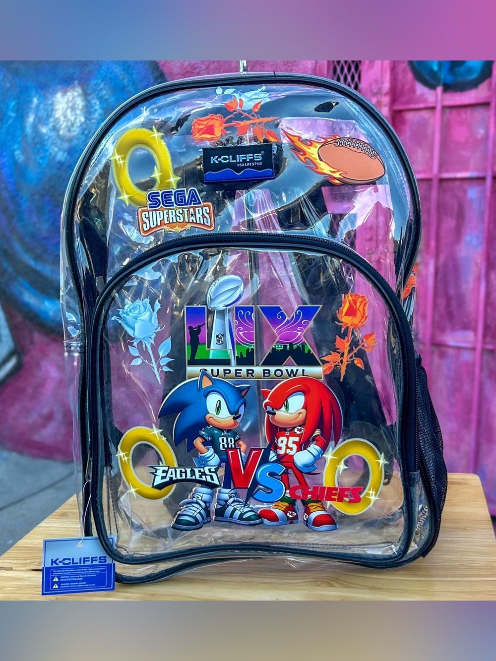SONIC SUPERBOWL Clear Backpack 17” - Black